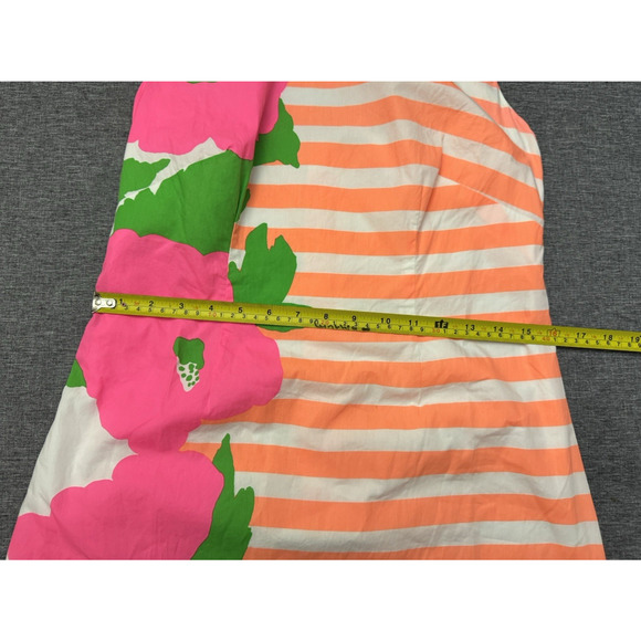 Lilly Pulitzer Delia Sunrise Stripe Floral Shift Dress Orange Pink Green Size 4 - Picture 7 of 12